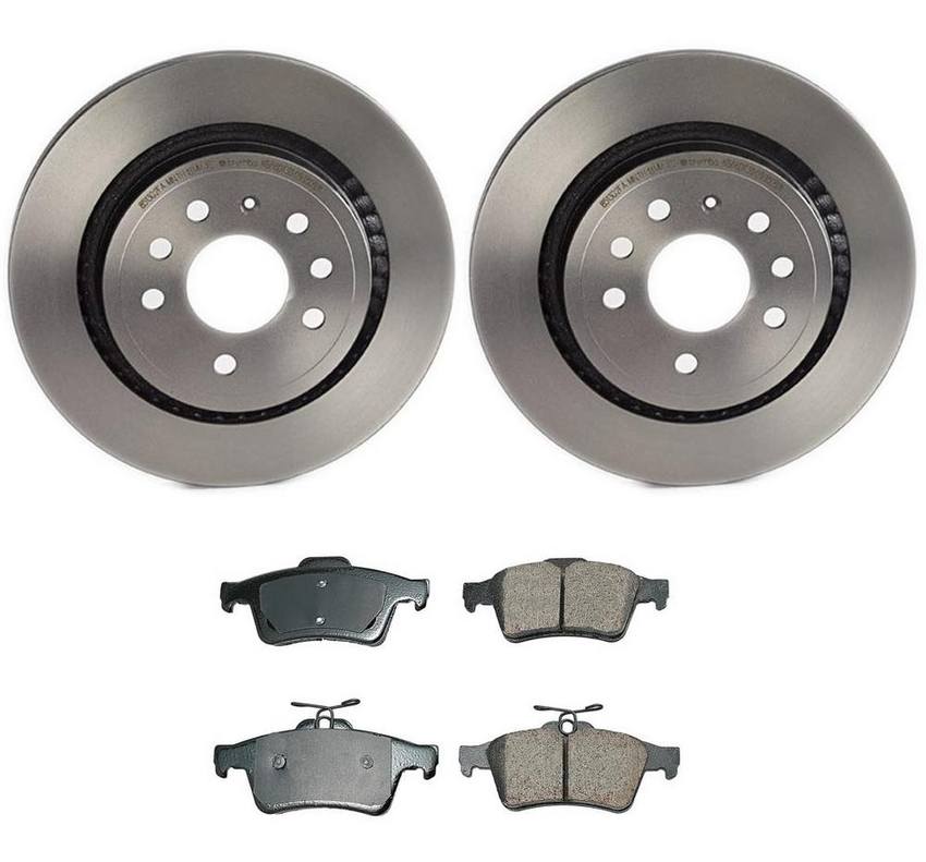 SAAB Disc Brake Pad and Rotor Kit - Rear (292mm) (Ceramic) (EURO) 99900003 - Akebono Euro Ultra-Premium 4119846KIT